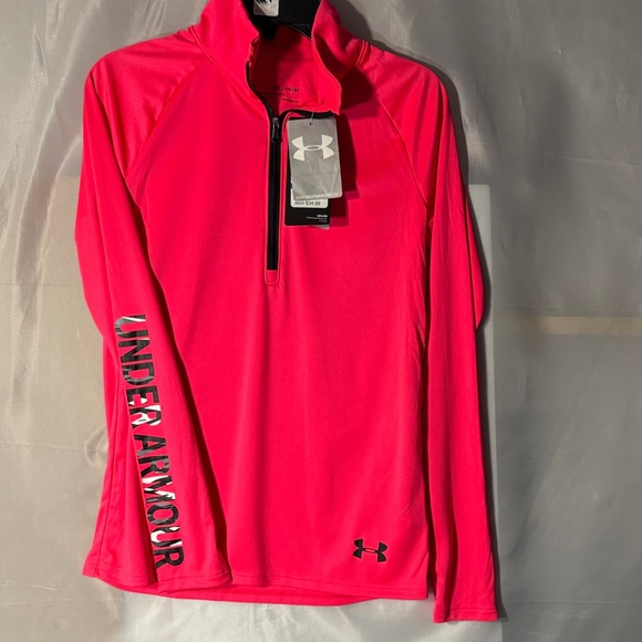 Under Armour Bright Pink Quarter-Zip Pullover HEAT GEAR , keeps you cool, - Picture 8 of 9